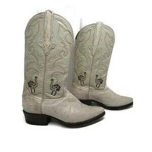Rodeo MAX Ostrich Leather Cowboy Boots Size  8.5 (27 Mexico) Embroidered